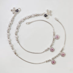 Silver Pastel Charm Anklets