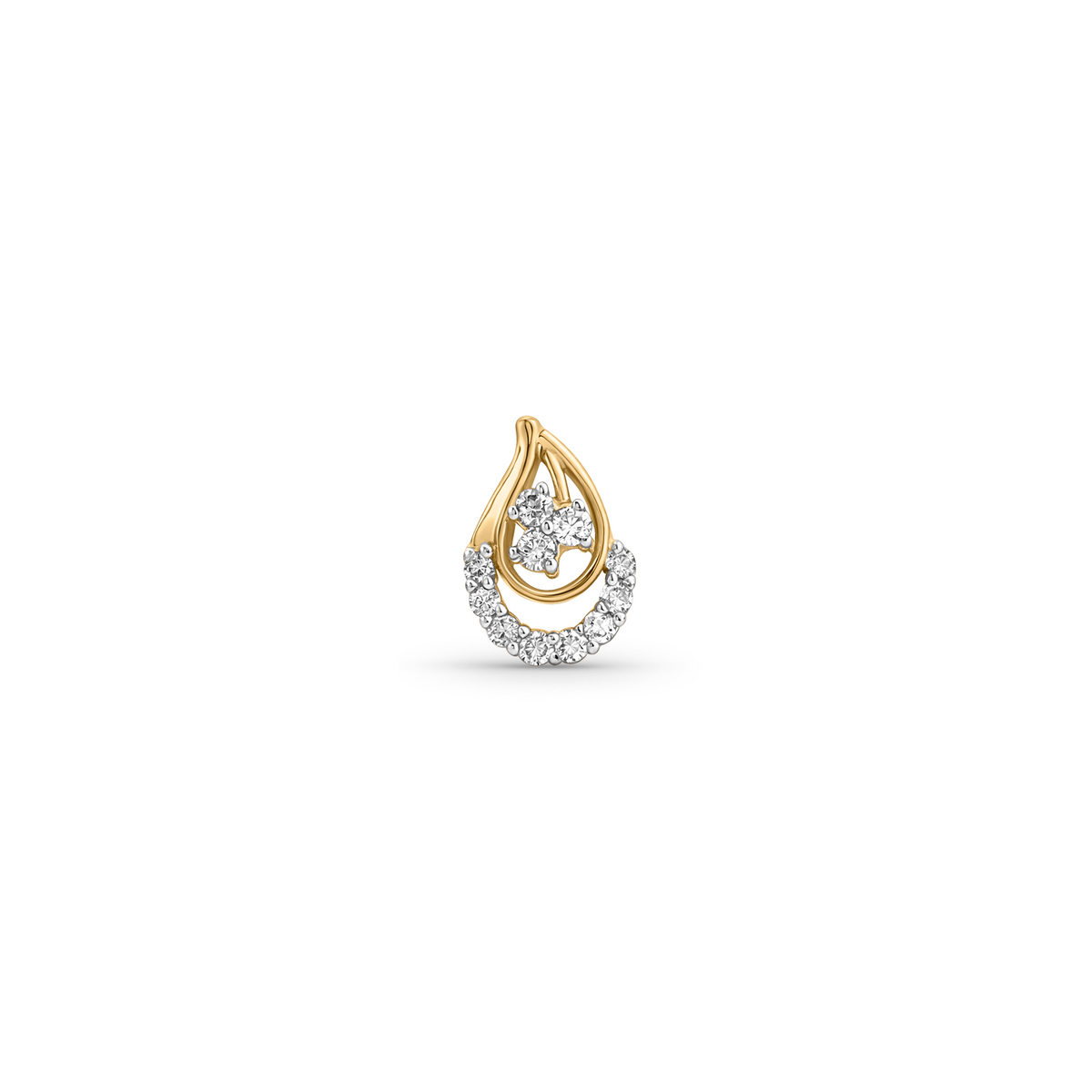 18K Gold Teardrop Halo Diamond Nose Pin