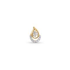 18K Gold Teardrop Halo Diamond Nose Pin
