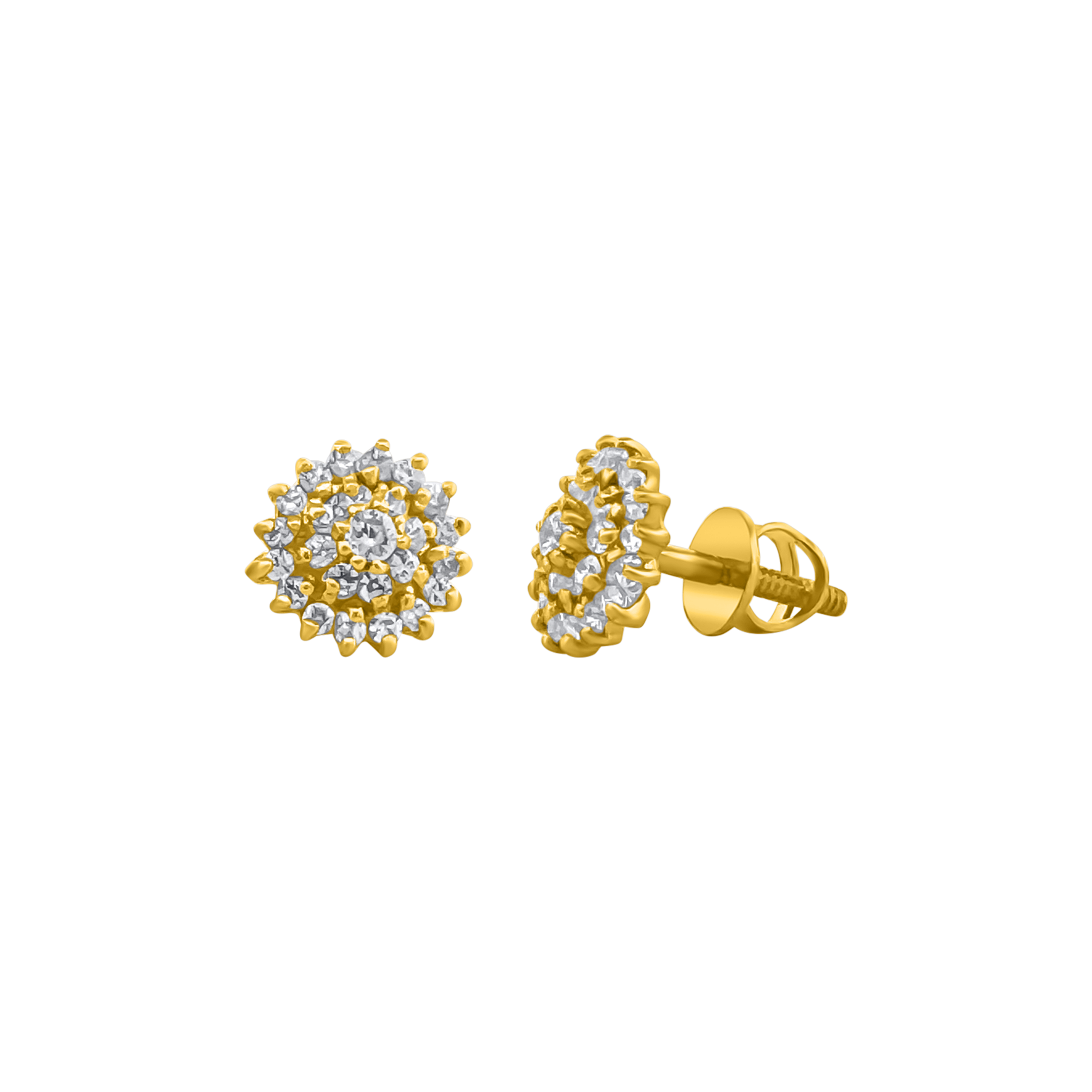 22K Gold Floral Stud Earrings