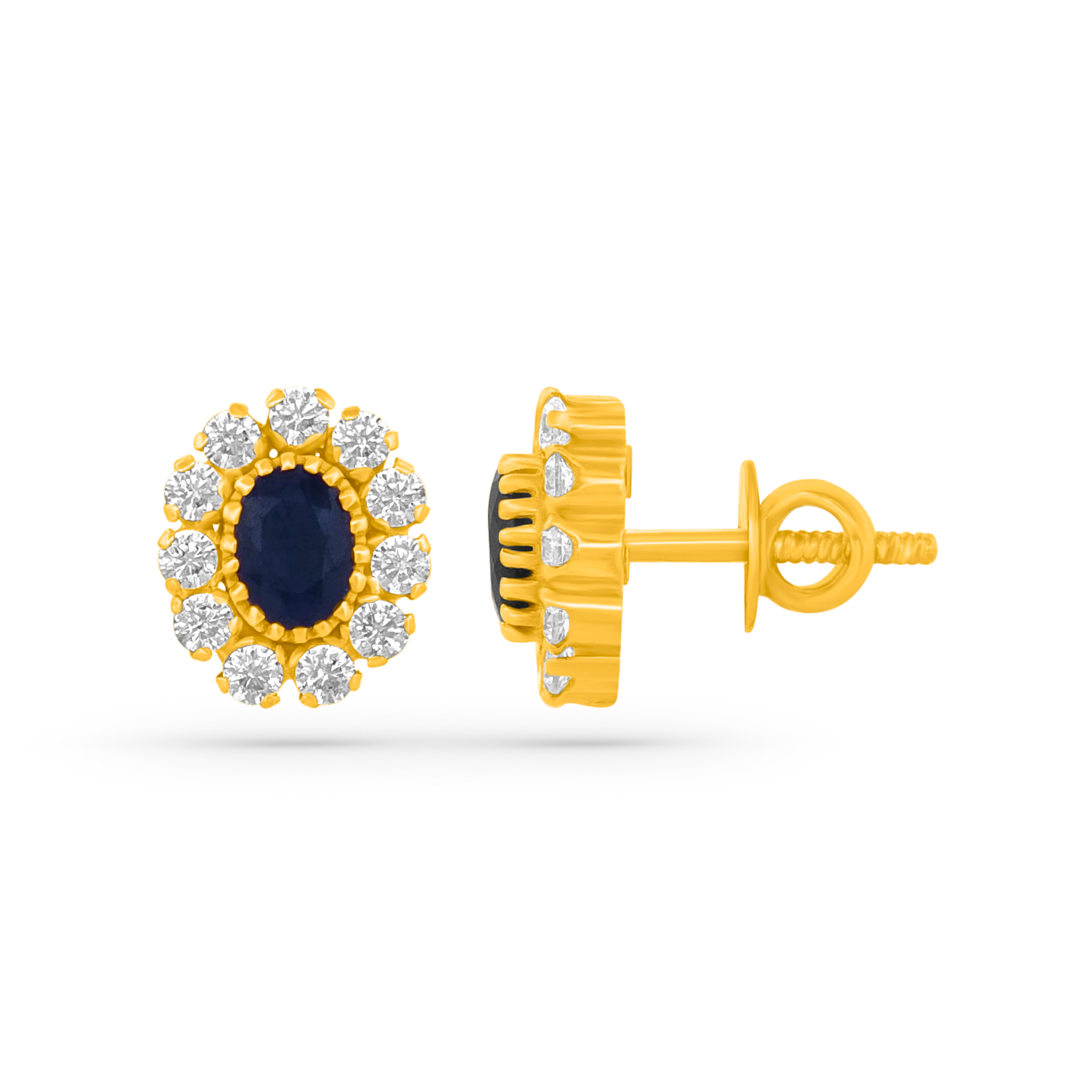 22K Gold Royal Neelam Pendant with Earrings Set