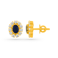 22K Gold Royal Neelam Pendant with Earrings Set