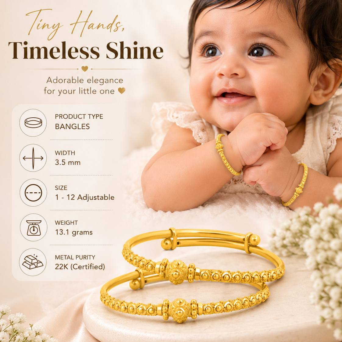 22K Gold Baby Graceful Bangles