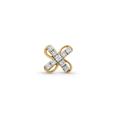 18K Gold Diamond Cross Petal Nose Pin