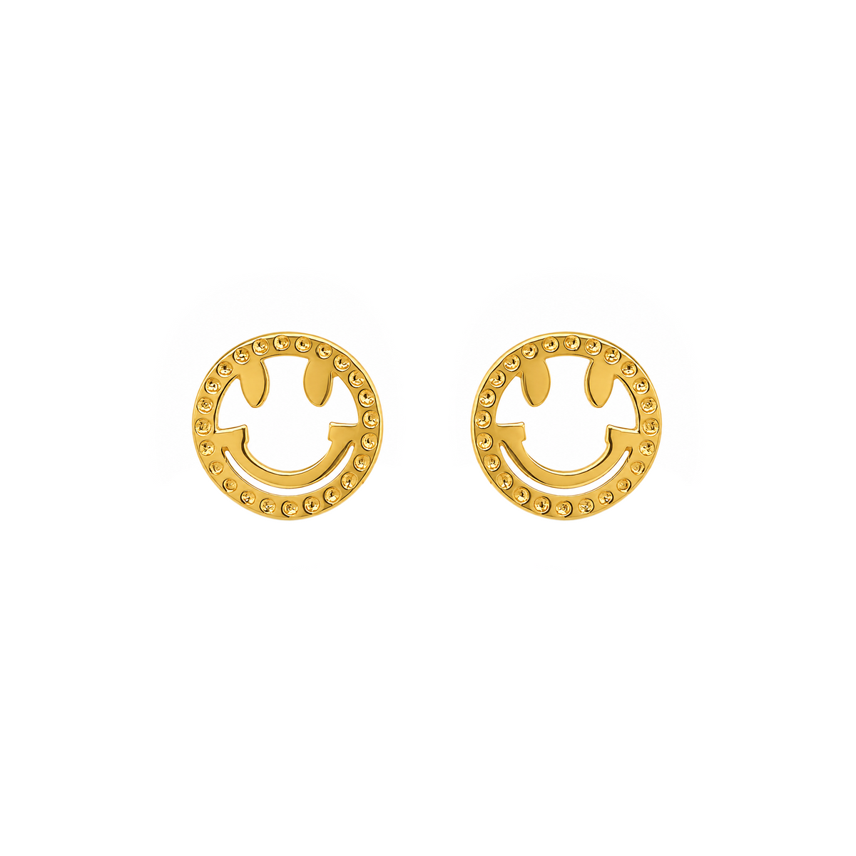 22K Gold Smiley Stud Earrings