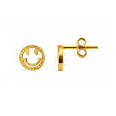 22K Gold Smiley Stud Earrings