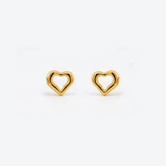 22K Gold Mini Heart Stud Earrings