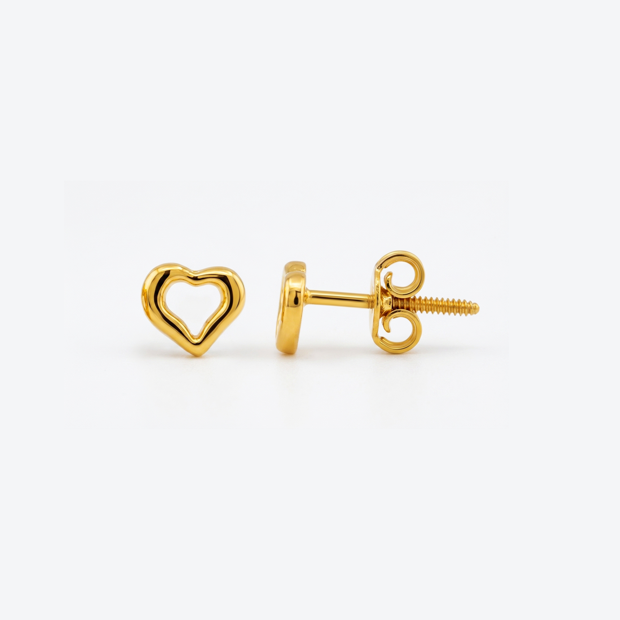 22K Gold Mini Heart Stud Earrings
