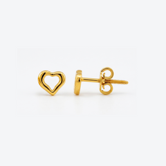 22K Gold Mini Heart Stud Earrings