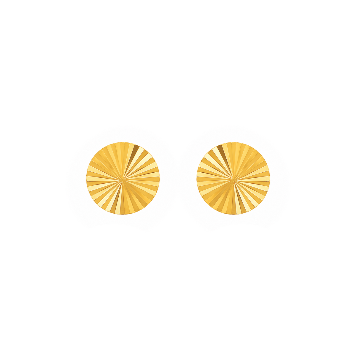 22K Gold Sunburst Circle Stud Earrings