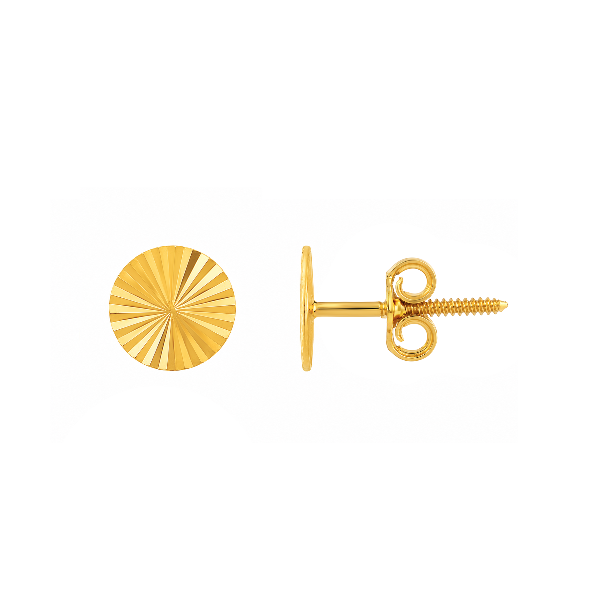 22K Gold Sunburst Circle Stud Earrings