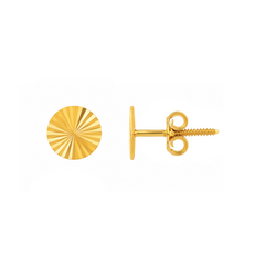 22K Gold Sunburst Circle Stud Earrings