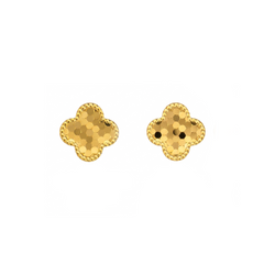 22K Gold 3D Clover Stud Earrings