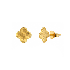 22K Gold 3D Clover Stud Earrings