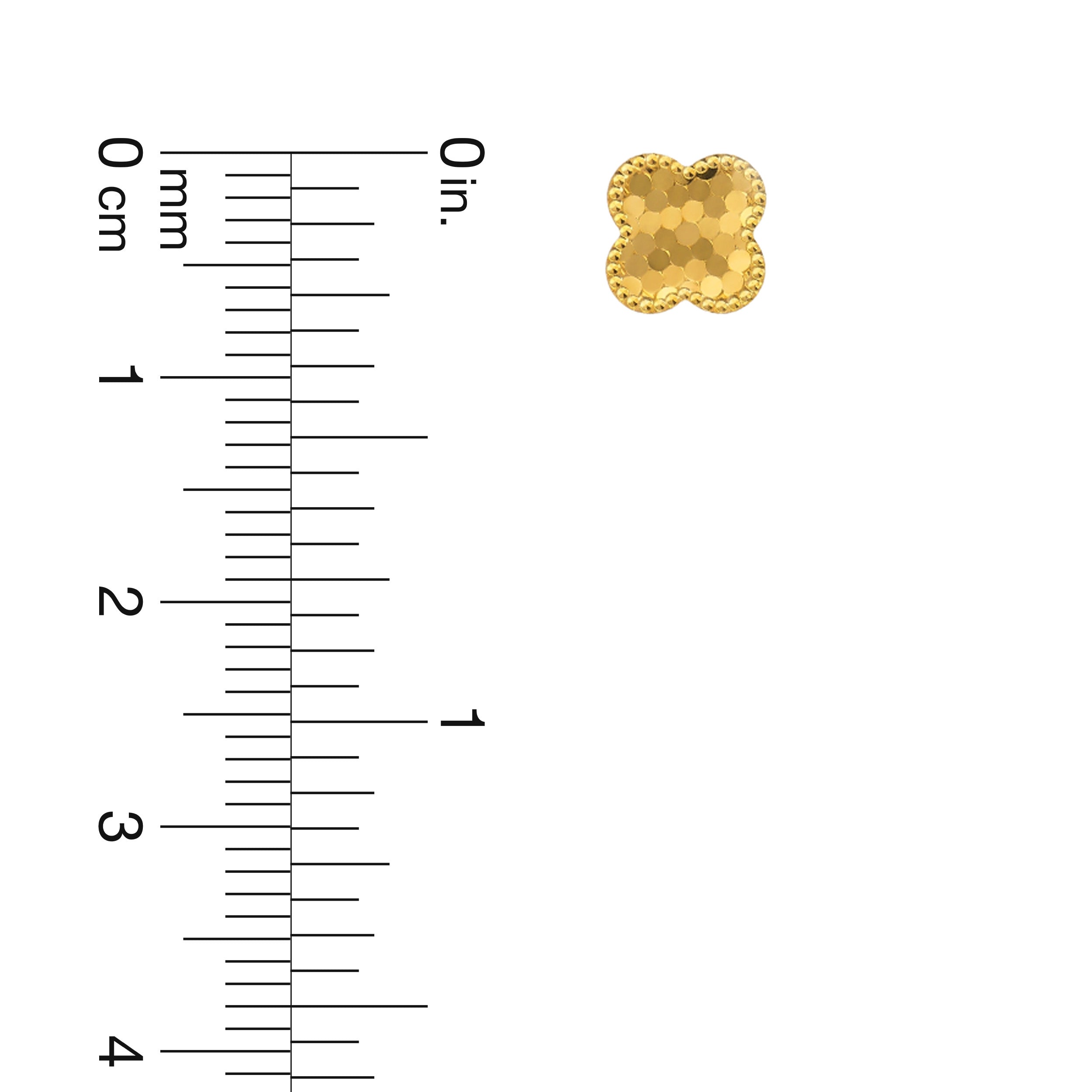 22K Gold 3D Clover Stud Earrings