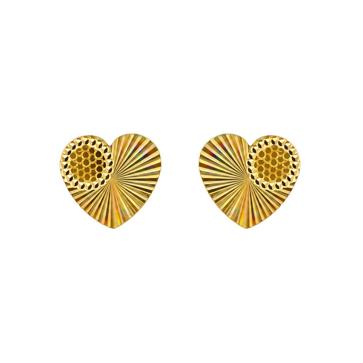 22K Gold Raindow 3D Heart Earrings