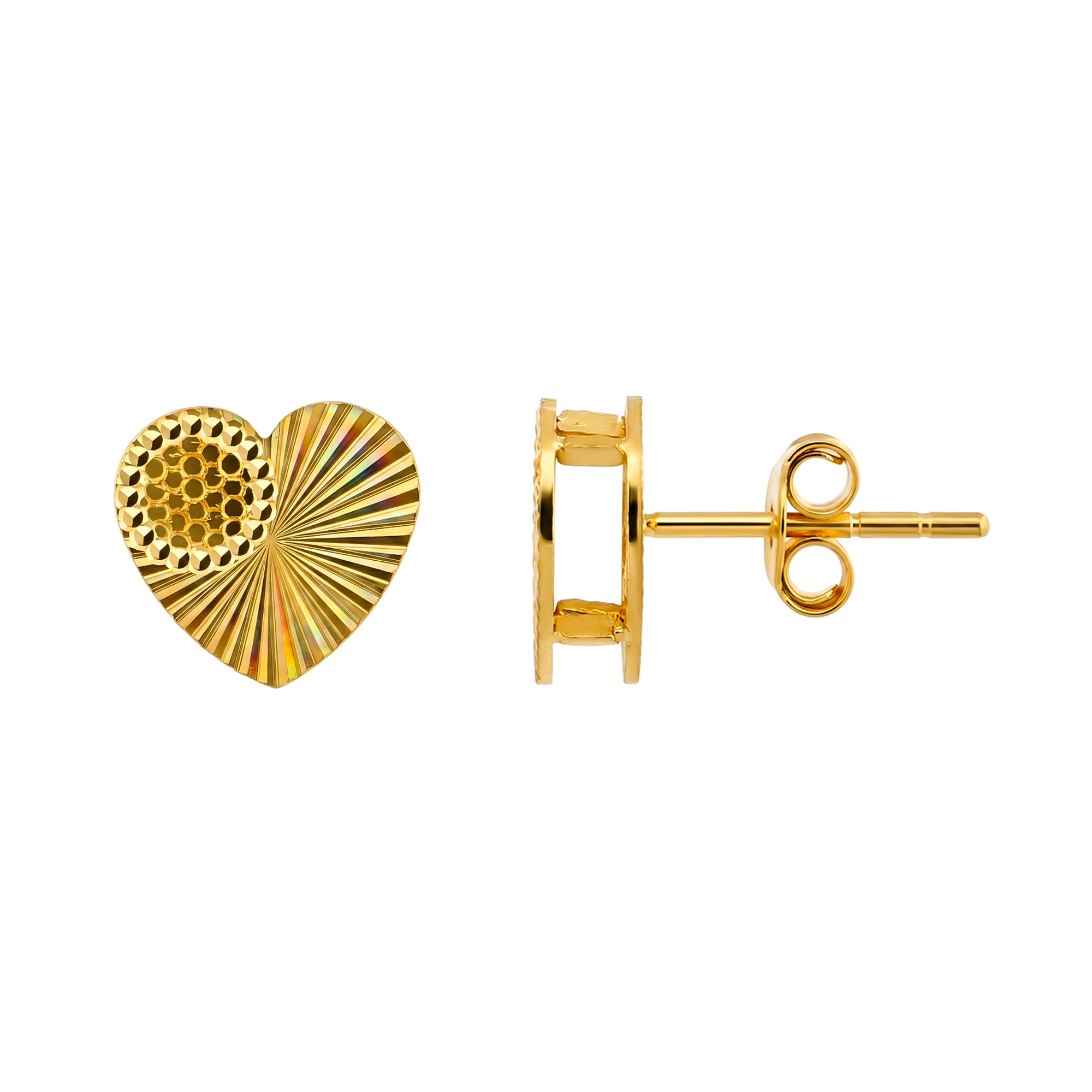 22K Gold Raindow 3D Heart Earrings