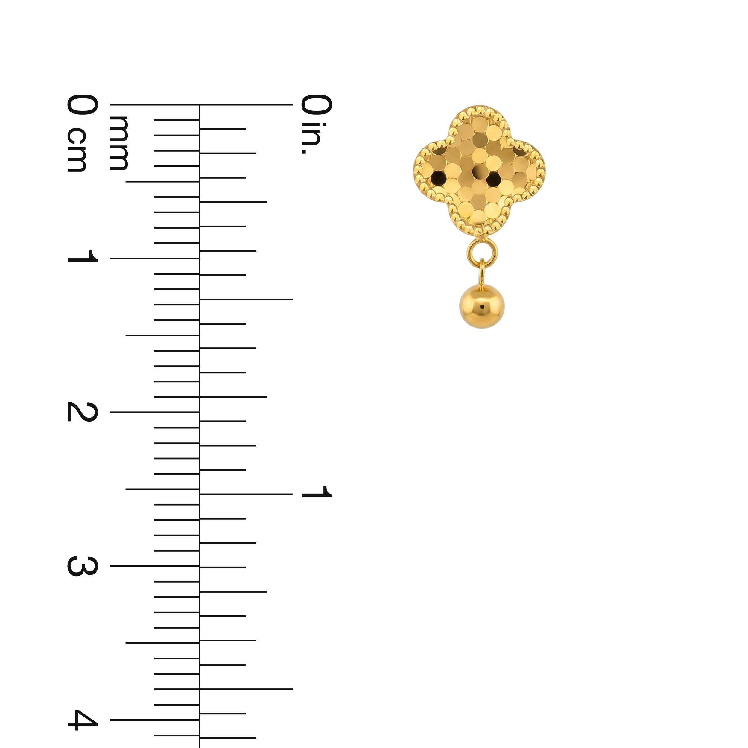 22K Gold 3D Clover Drop Earrings