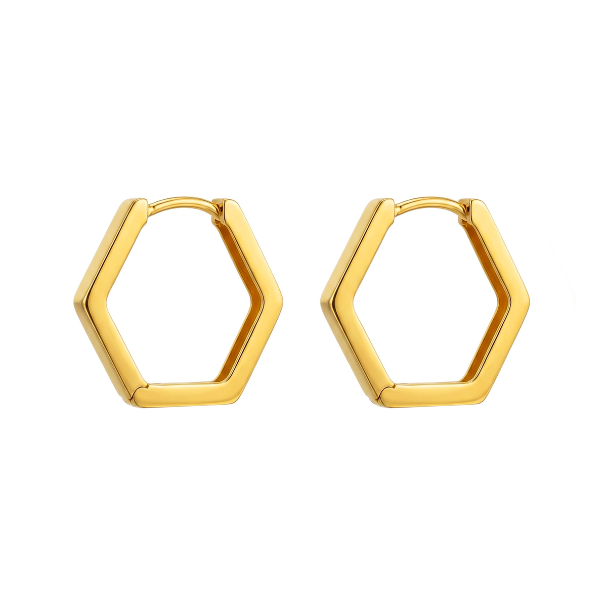 22K Gold Hexagonal Hoop Earrings