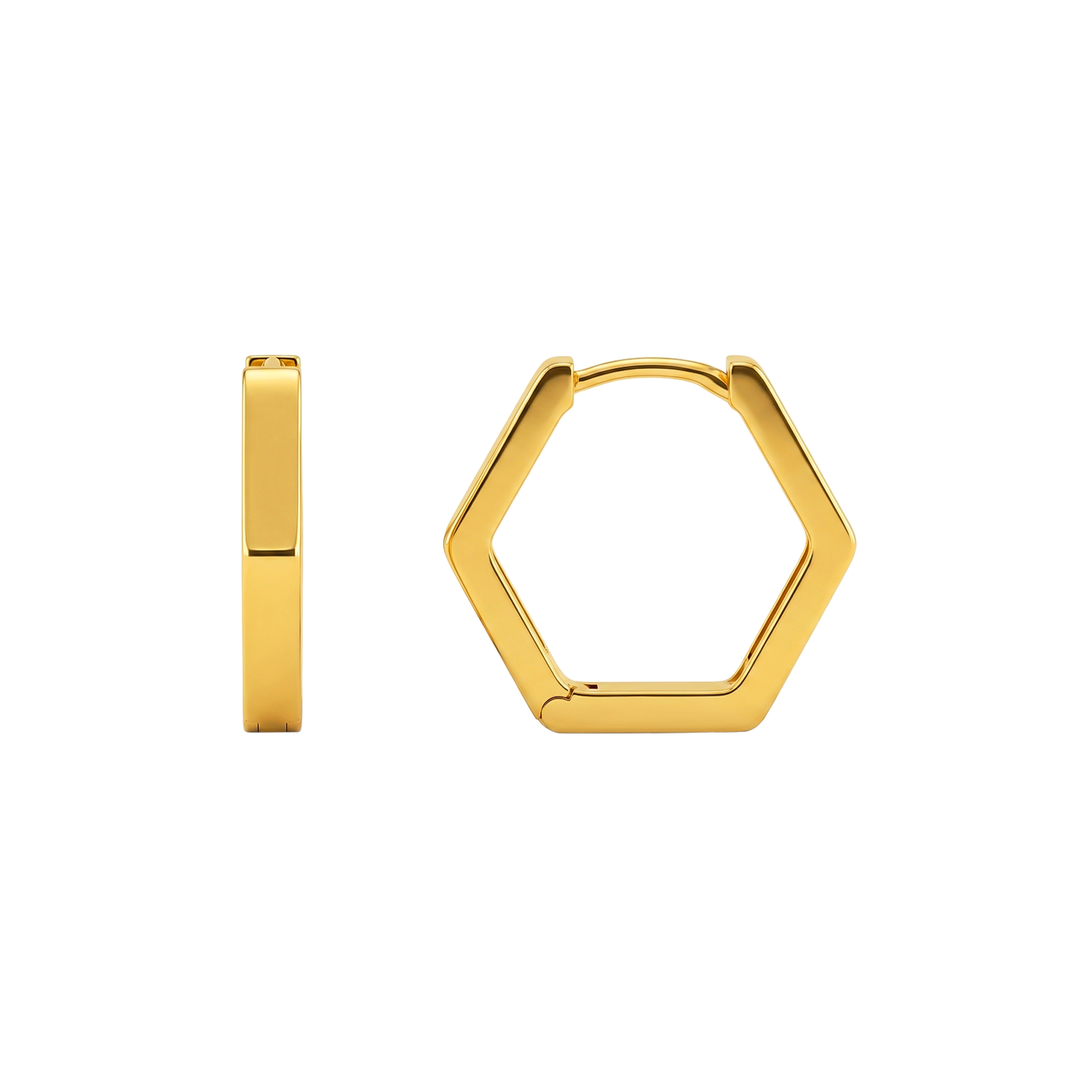 22K Gold Hexagonal Hoop Earrings