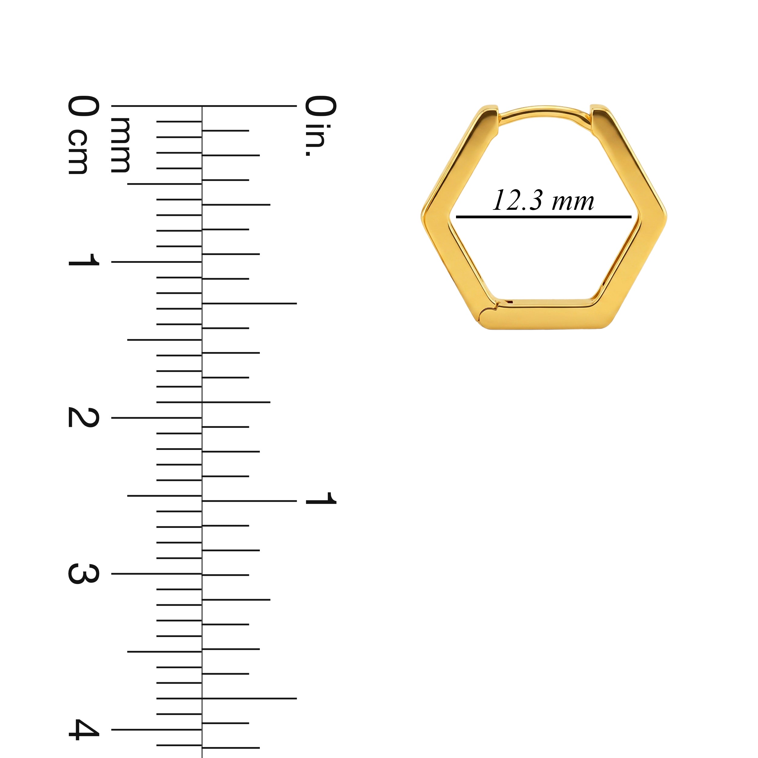 22K Gold Hexagonal Hoop Earrings