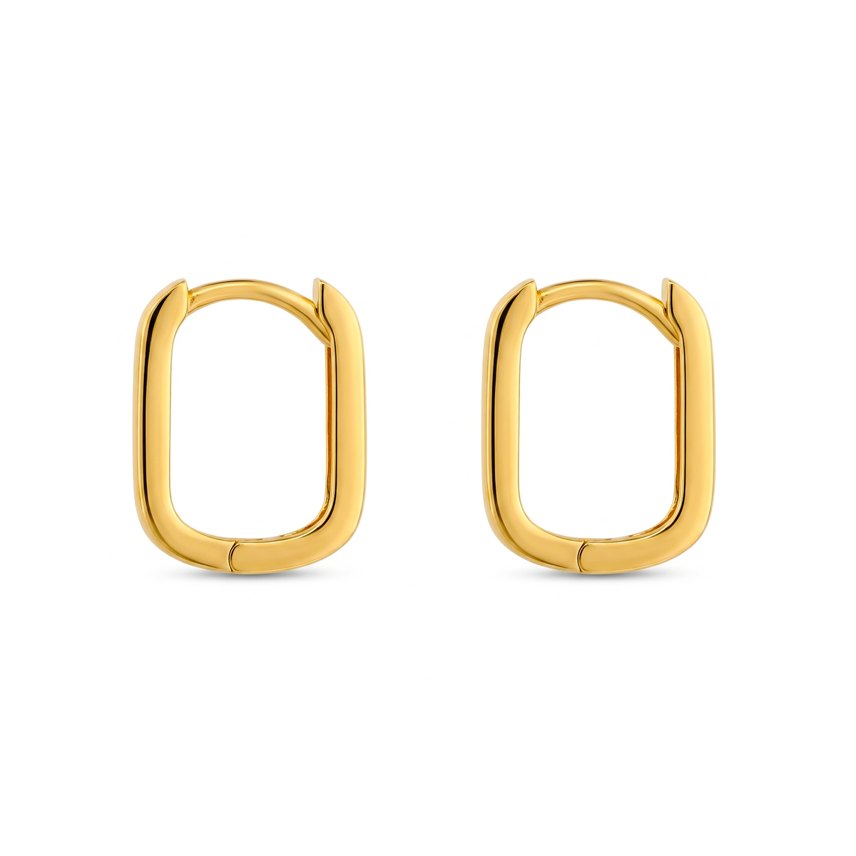 22K Gold Rectangle Cushion Hoop Earrings