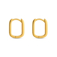 22K Gold Rectangle Cushion Hoop Earrings
