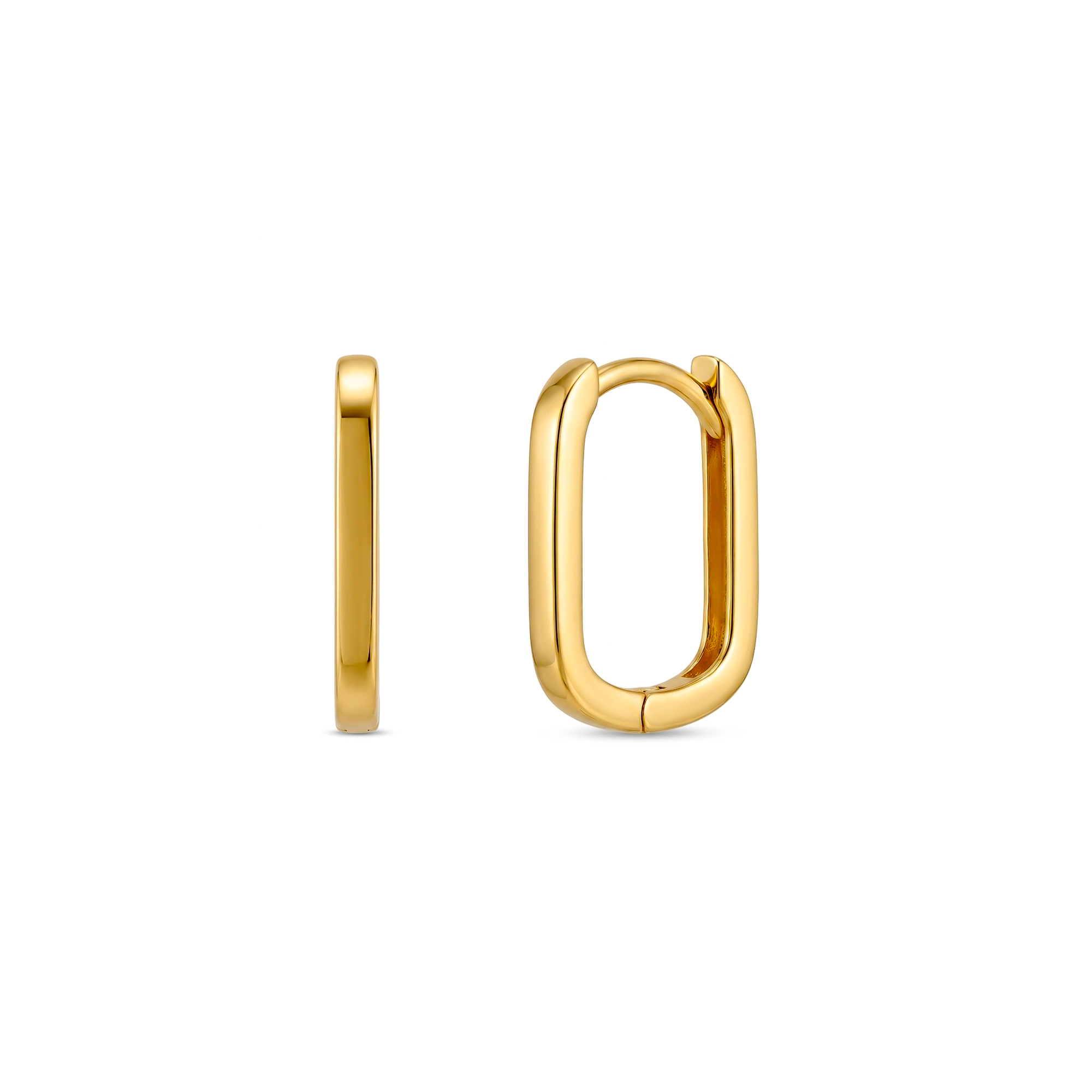22K Gold Rectangle Cushion Hoop Earrings