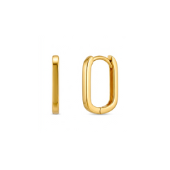 22K Gold Rectangle Cushion Hoop Earrings
