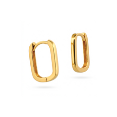 22K Gold Rectangle Cushion Hoop Earrings