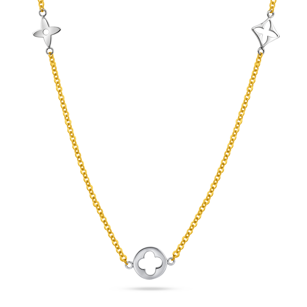 22k Gold Moonlight Clover Charm Necklace