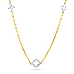 22k Gold Moonlight Clover Charm Necklace