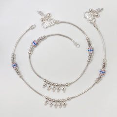Silver Blush & Sky Anklets