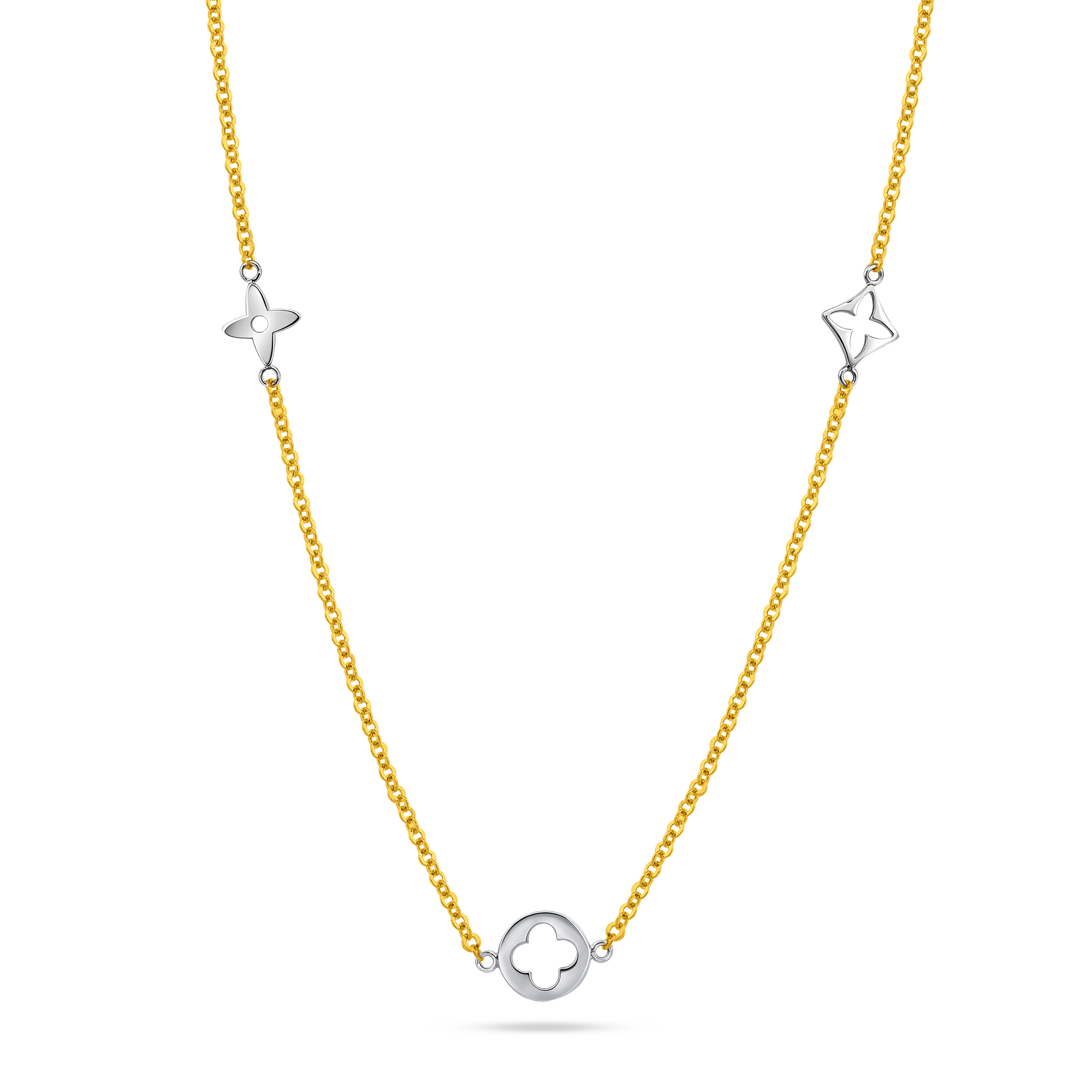 22k Gold Moonlight Clover Charm Necklace