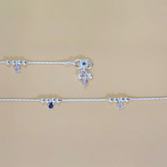 Silver Beaded Blue Stone Anklets