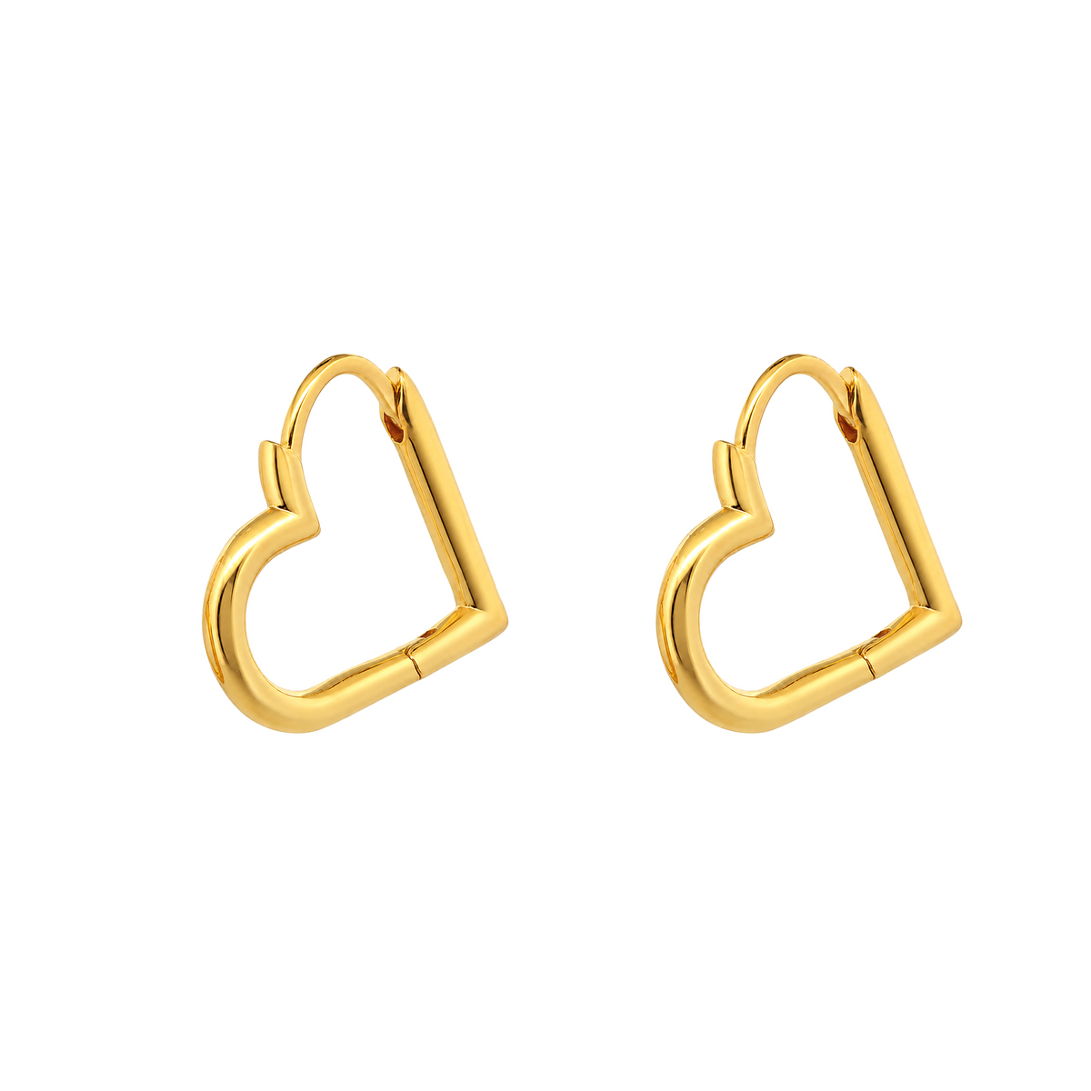 22K Gold Heart Hoop Earrings