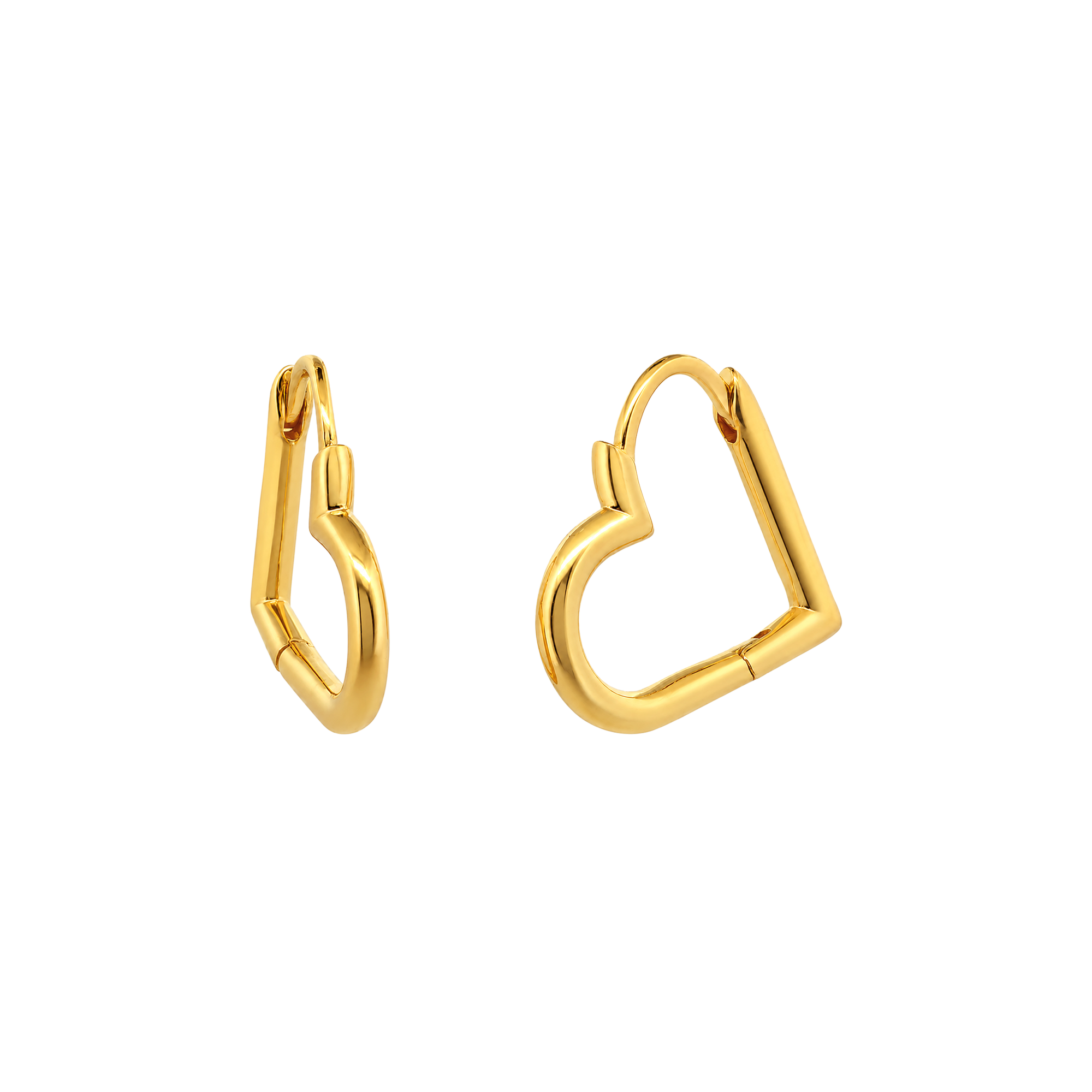 22K Gold Heart Hoop Earrings