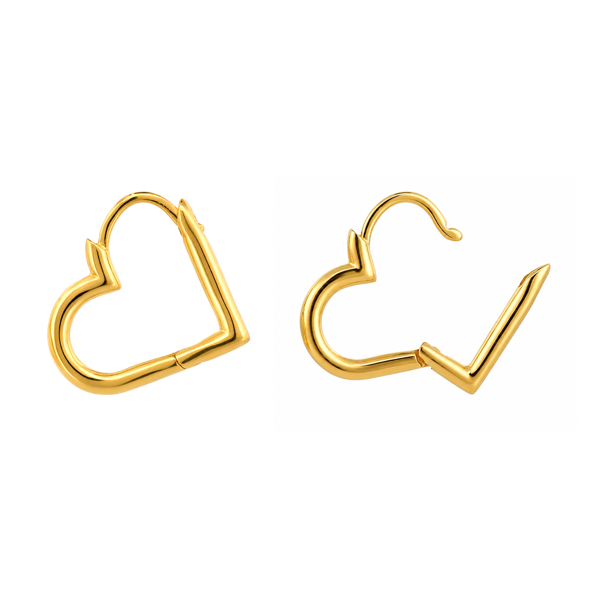 22K Gold Heart Hoop Earrings