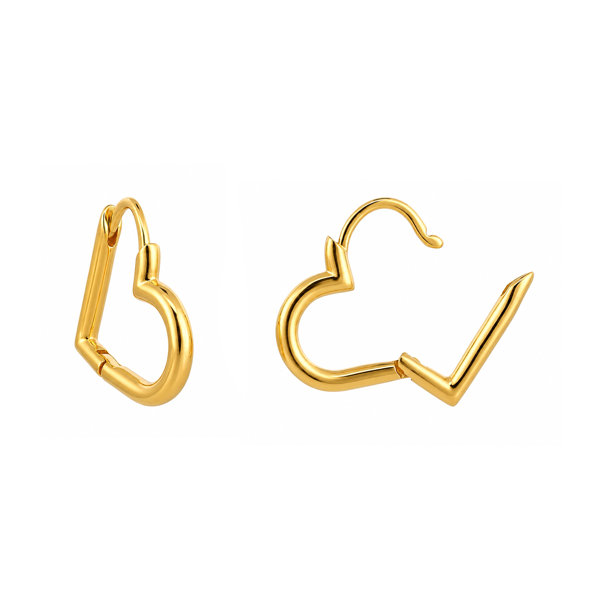 22K Gold Heart Hoop Earrings