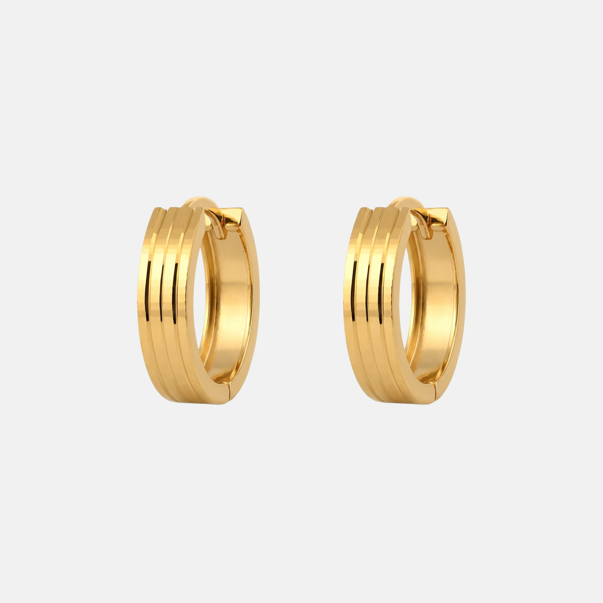 22K Gold Ribbed Hoop Earrings