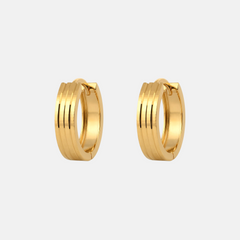 22K Gold Ribbed Hoop Earrings