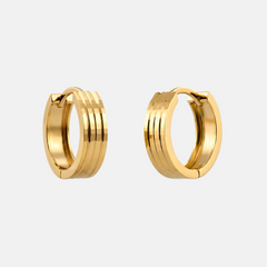 22K Gold Ribbed Hoop Earrings