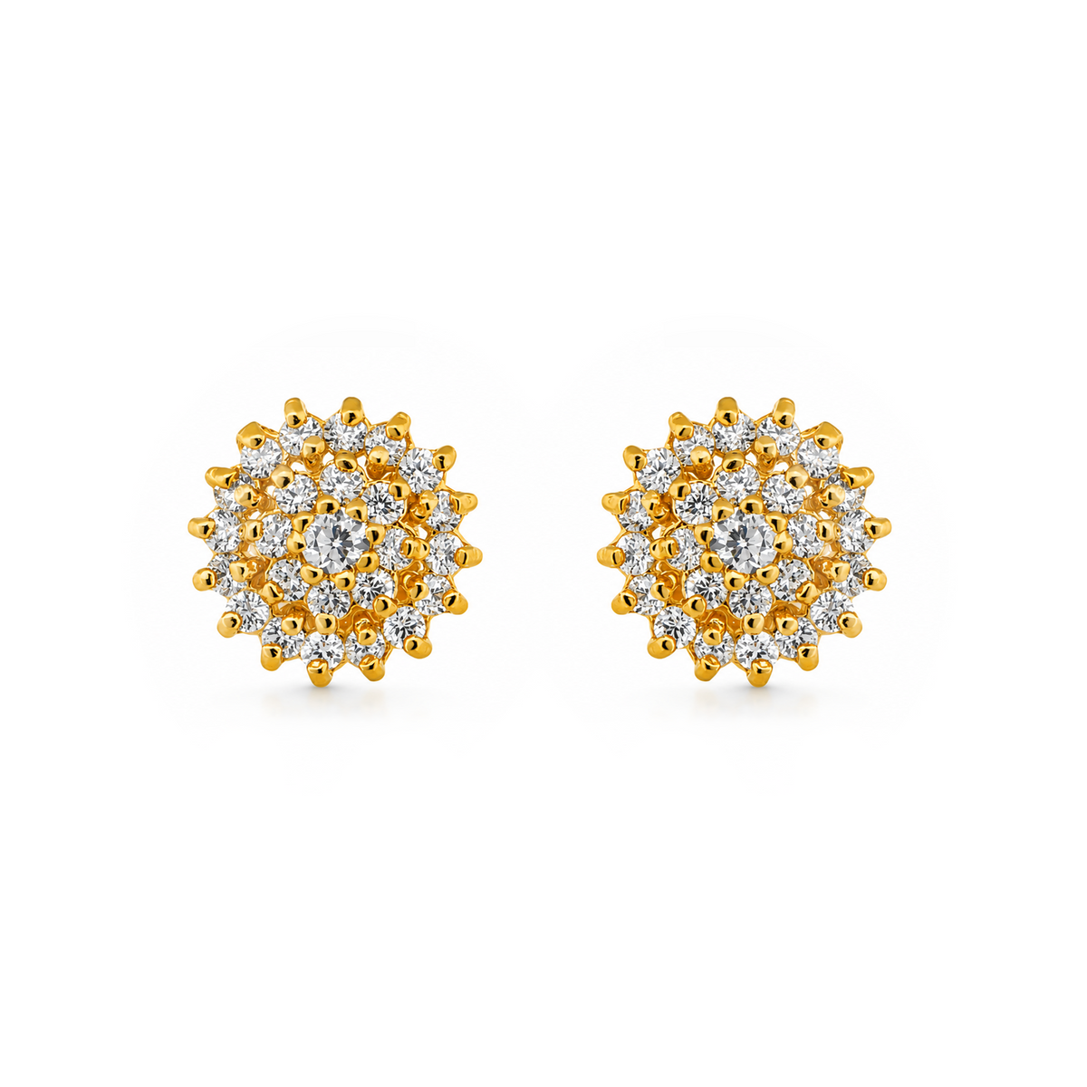 22K Gold Étoile Floral Cluster CZ Earrings