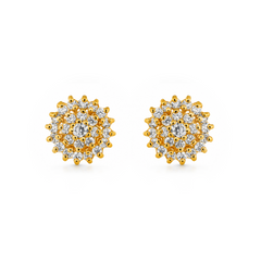 22K Gold Étoile Floral Cluster CZ Earrings