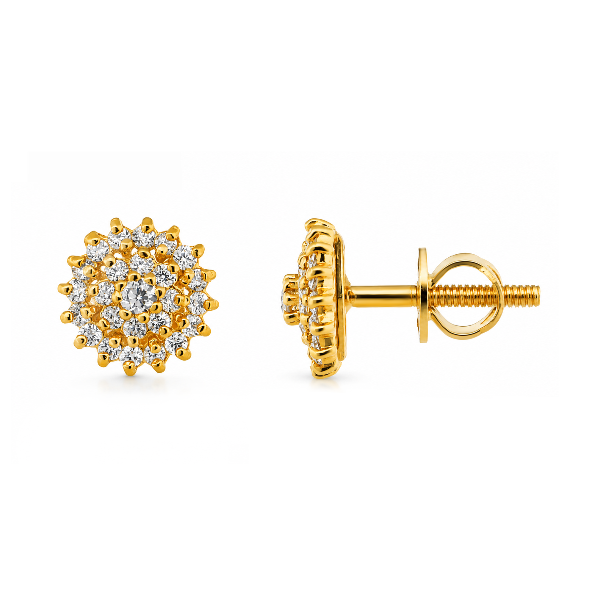 22K Gold Étoile Floral Cluster CZ Earrings