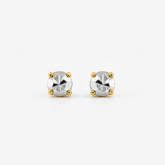 22K Gold Faceted Two-Tone Stud Earrings
