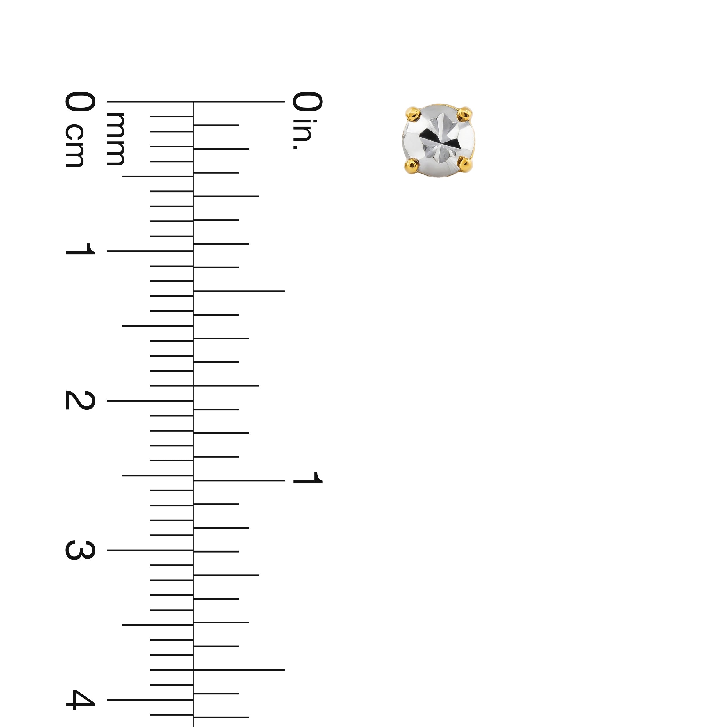22K Gold Faceted Two-Tone Stud Earrings