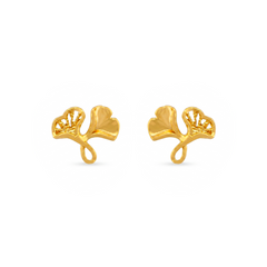 22K Gold Leaf Vine Stud Earrings