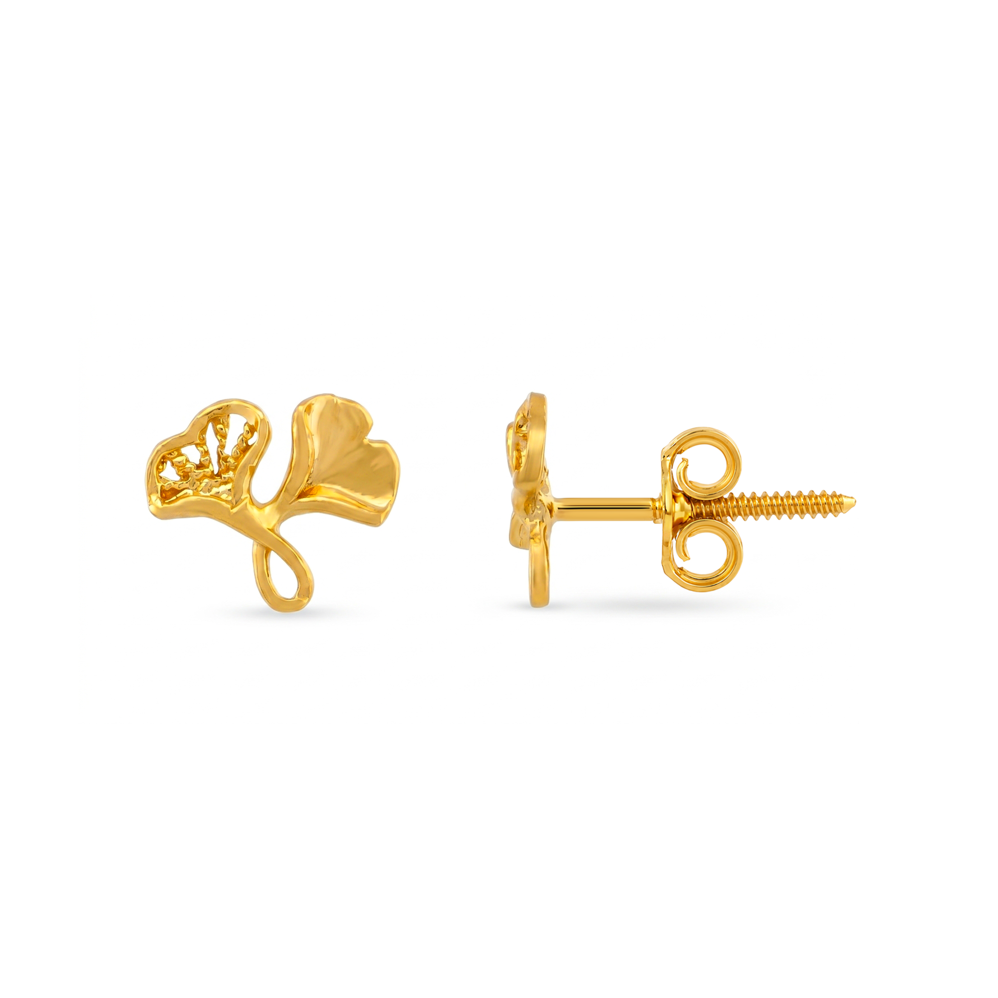 22K Gold Leaf Vine Stud Earrings
