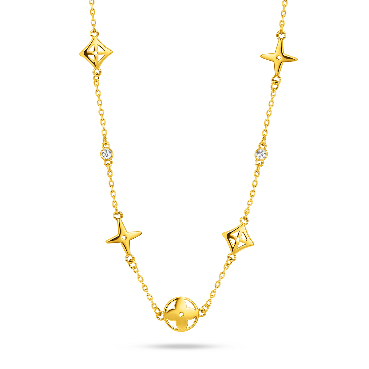 22k Gold Aura Clover Drop Necklace